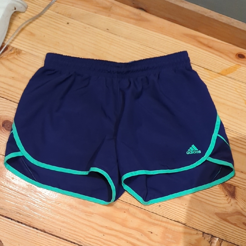 Adidas Women's Athletic Shorts in Purple and Green